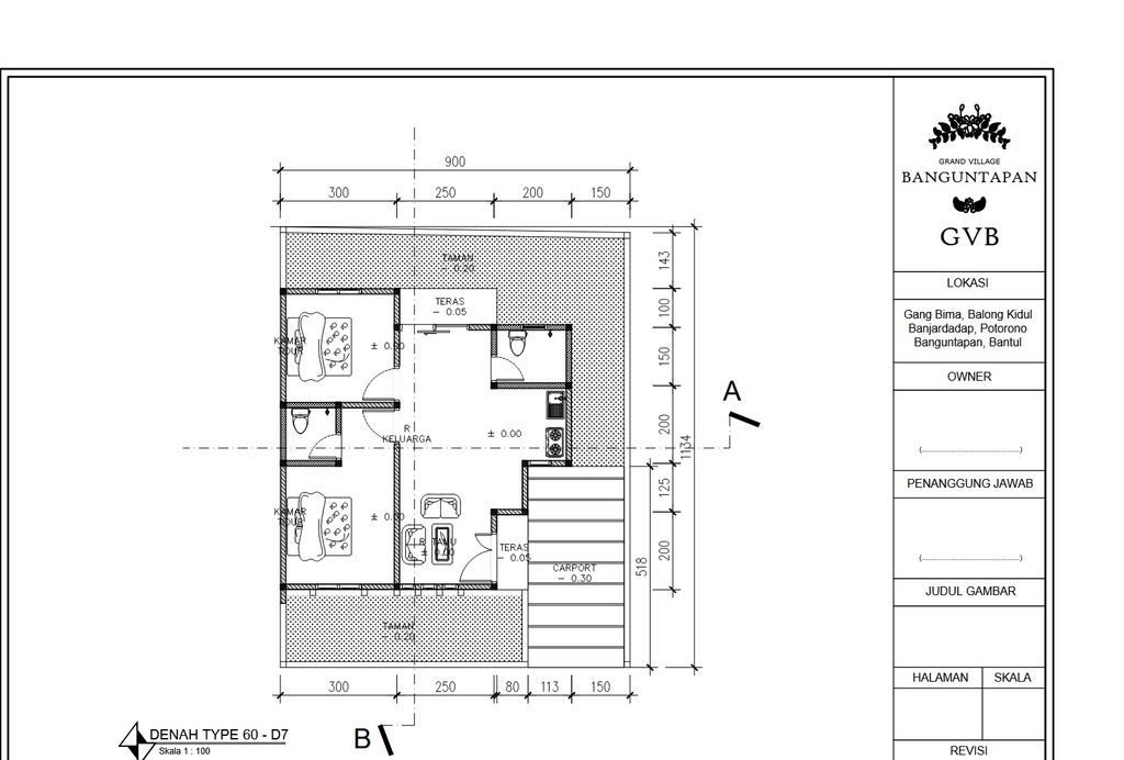 foto denah rumah tipe 60 perumahan Grand Village Banguntapan