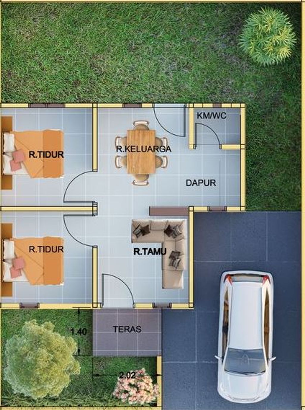 foto denah rumah tipe 36 RSH perumahan BASTANIA REGENCY