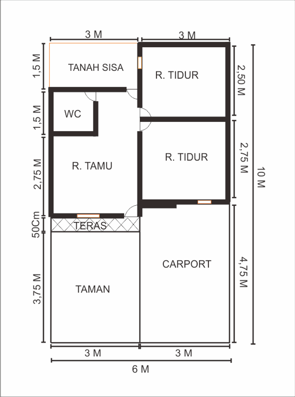 foto denah rumah tipe 30/60 perumahan JATIMEKAR REGENCY TAHAP II