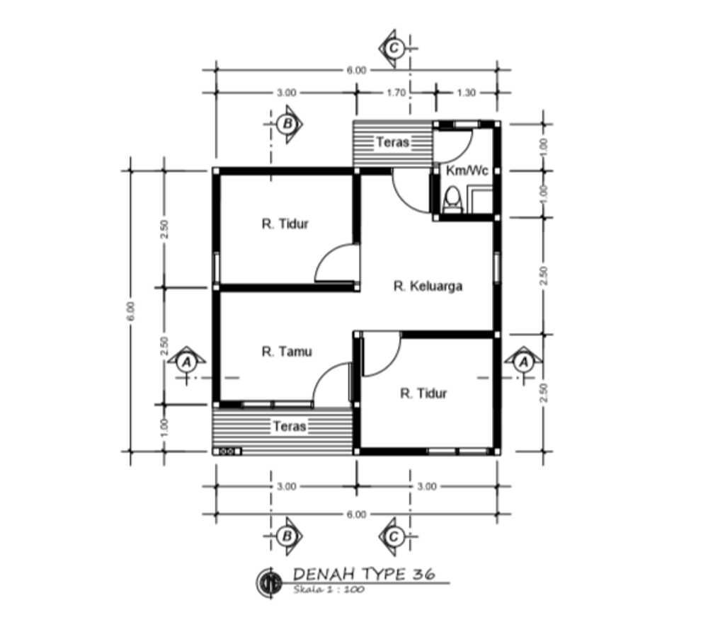 foto denah rumah tipe 36 perumahan Grand Bukit Lolowa