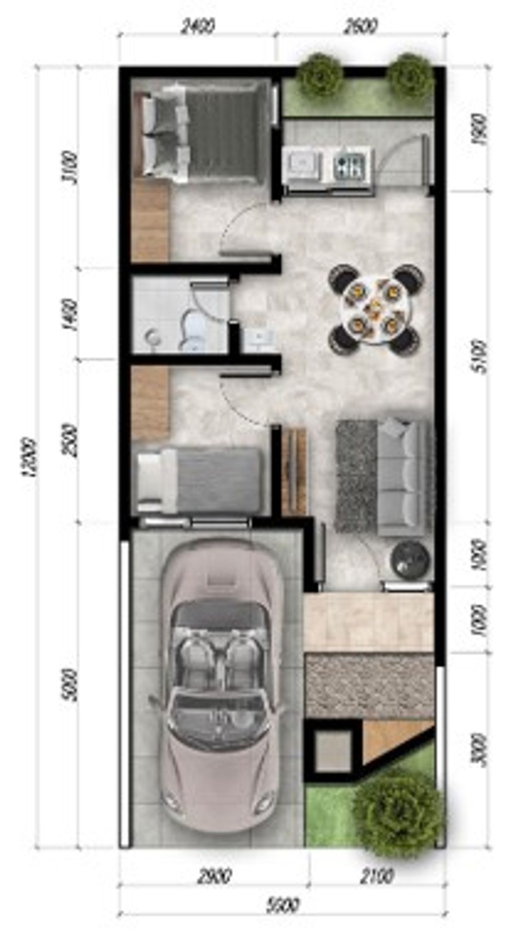 foto denah rumah tipe RIVERGATE H.12.05 perumahan GARDENS AT CANDI SAWANGAN (NEW)