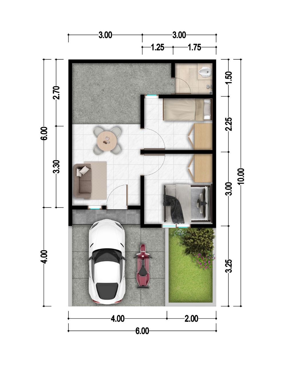 foto denah rumah tipe ARCELIA 28/60 185.000.000 (SUBSIDI perumahan Grand Harmoni Indah Tahap II