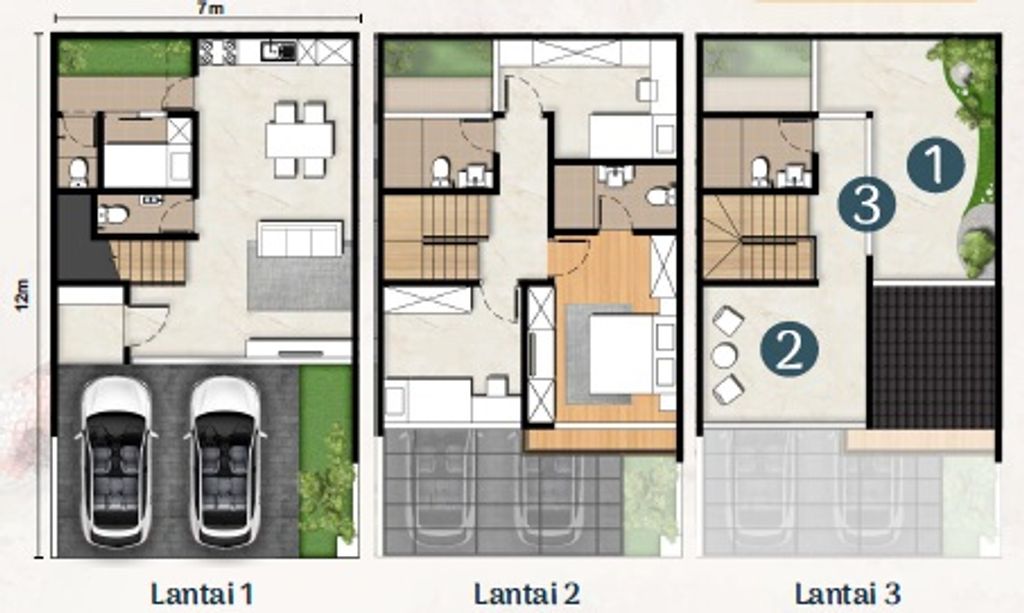 foto denah rumah tipe MISAKI HOEK perumahan SHM - CLUSTER SAPPORO