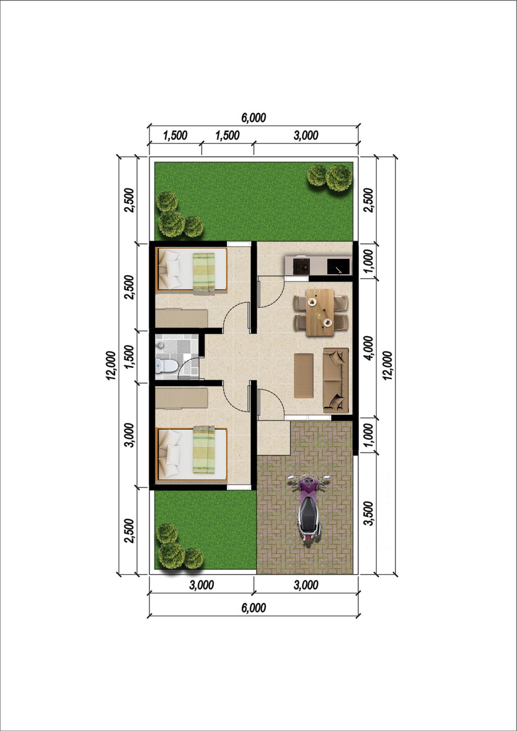 foto denah rumah tipe Prime perumahan Evema Residence