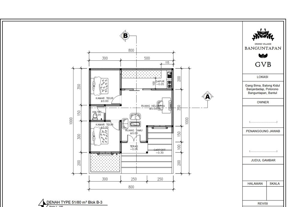 foto denah rumah tipe 50 perumahan Grand Village Banguntapan