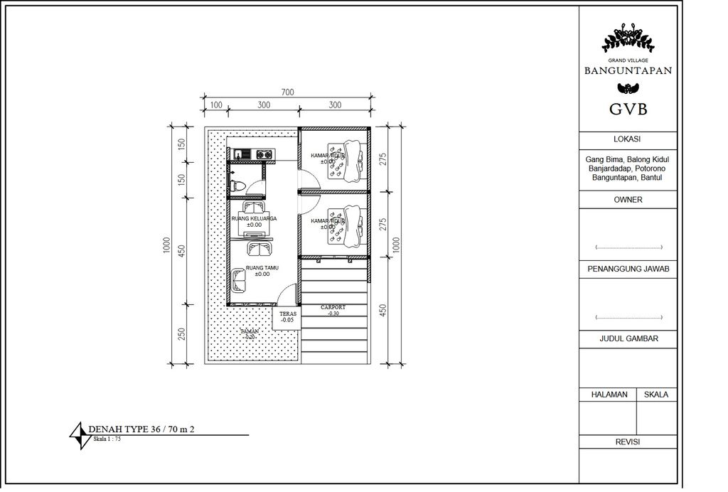 foto denah rumah tipe 36 perumahan Grand Village Banguntapan