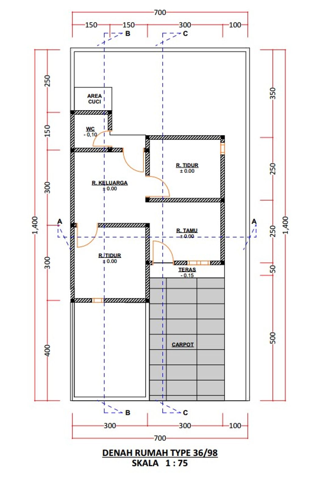 foto denah rumah tipe 36 perumahan GRIYA PERMATA 2 TINGGEDE