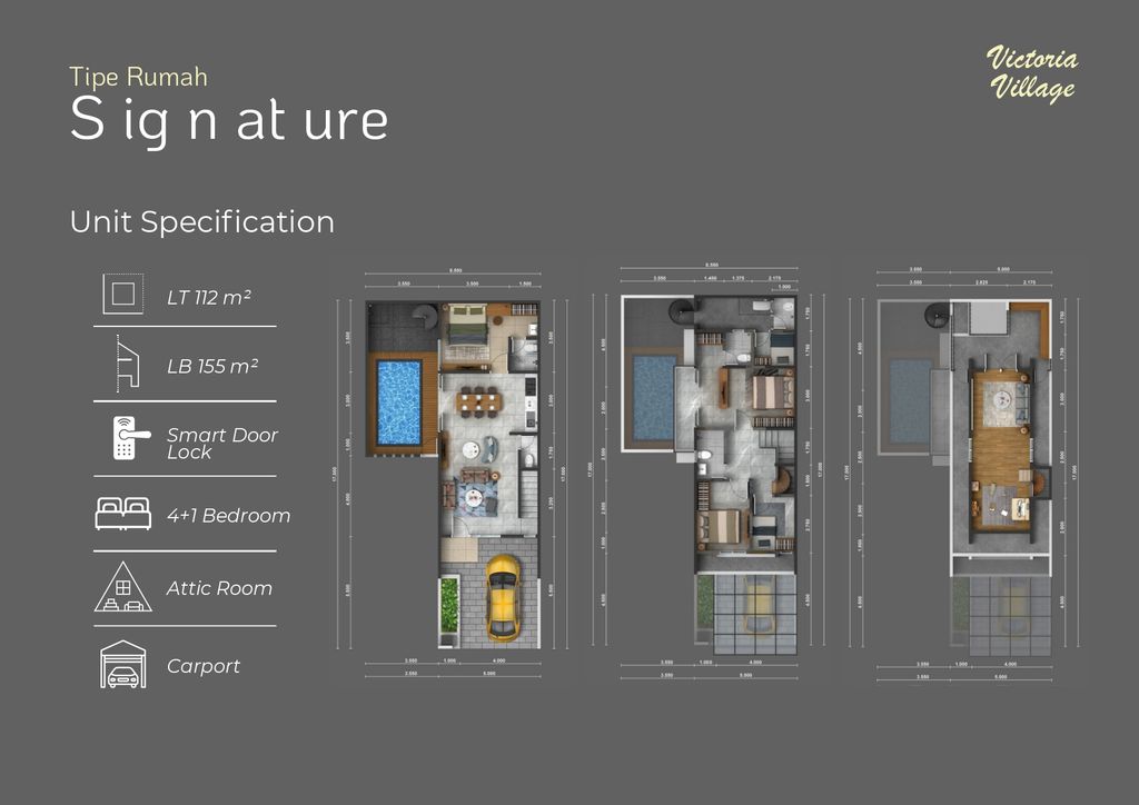 foto denah rumah tipe Signature perumahan Victoria Park Residence