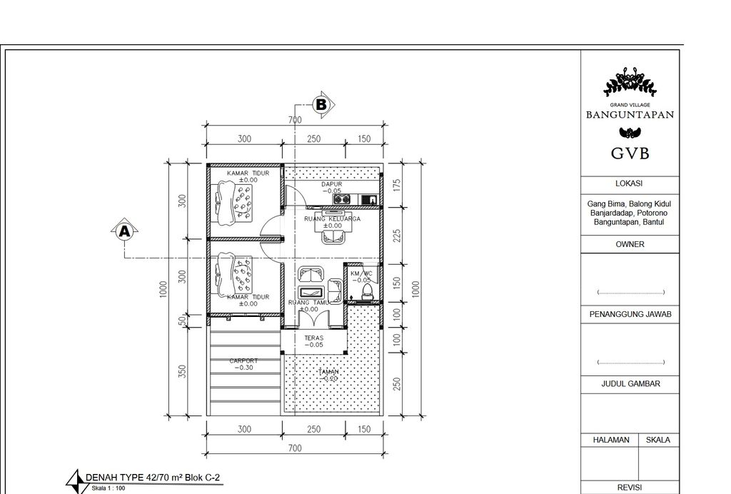 foto denah rumah tipe 40 perumahan Grand Village Banguntapan