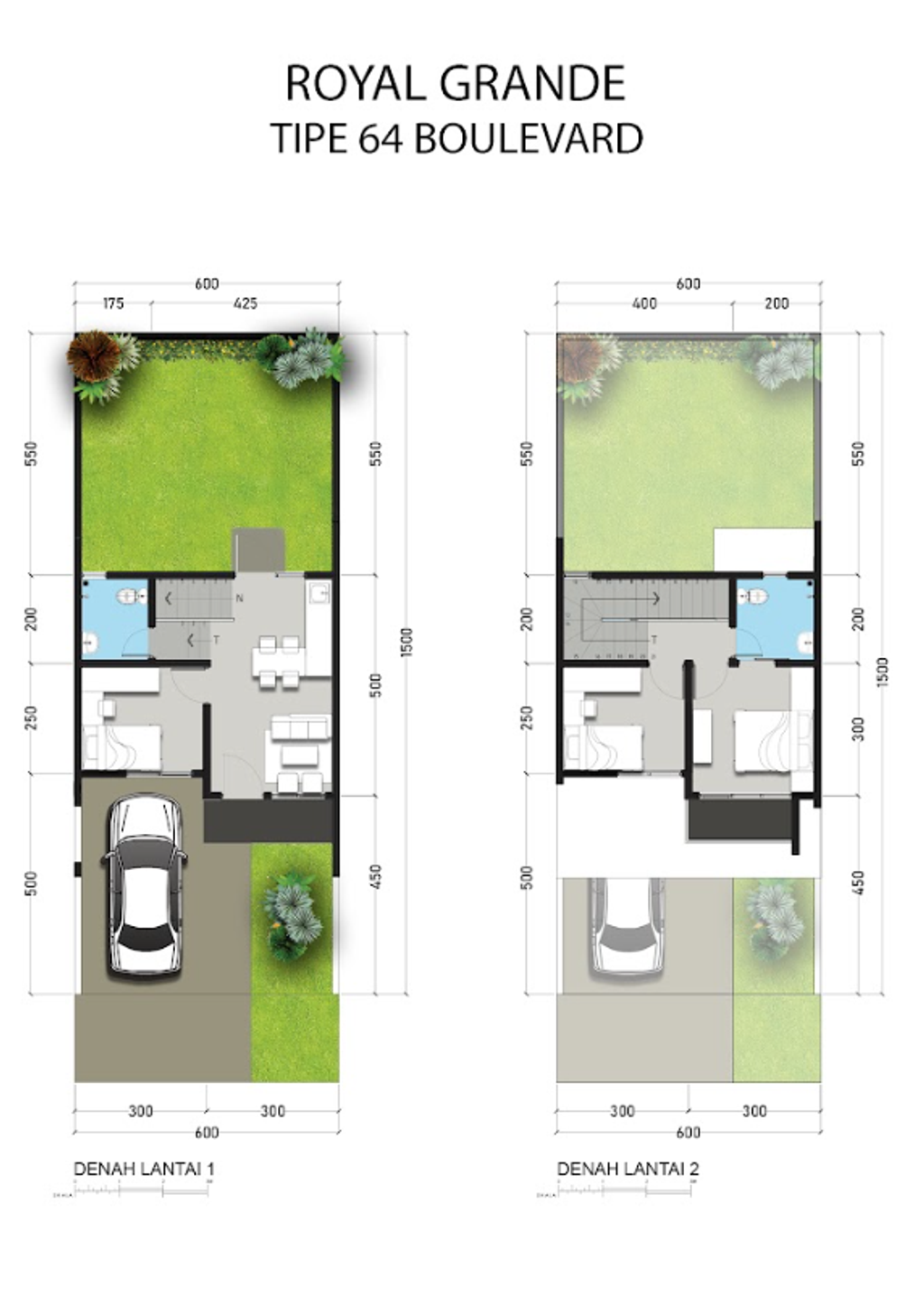 foto denah rumah tipe HOOK 64/145 Buckingham Boulevard perumahan ROYAL GRANDE - BUCKINGHAM