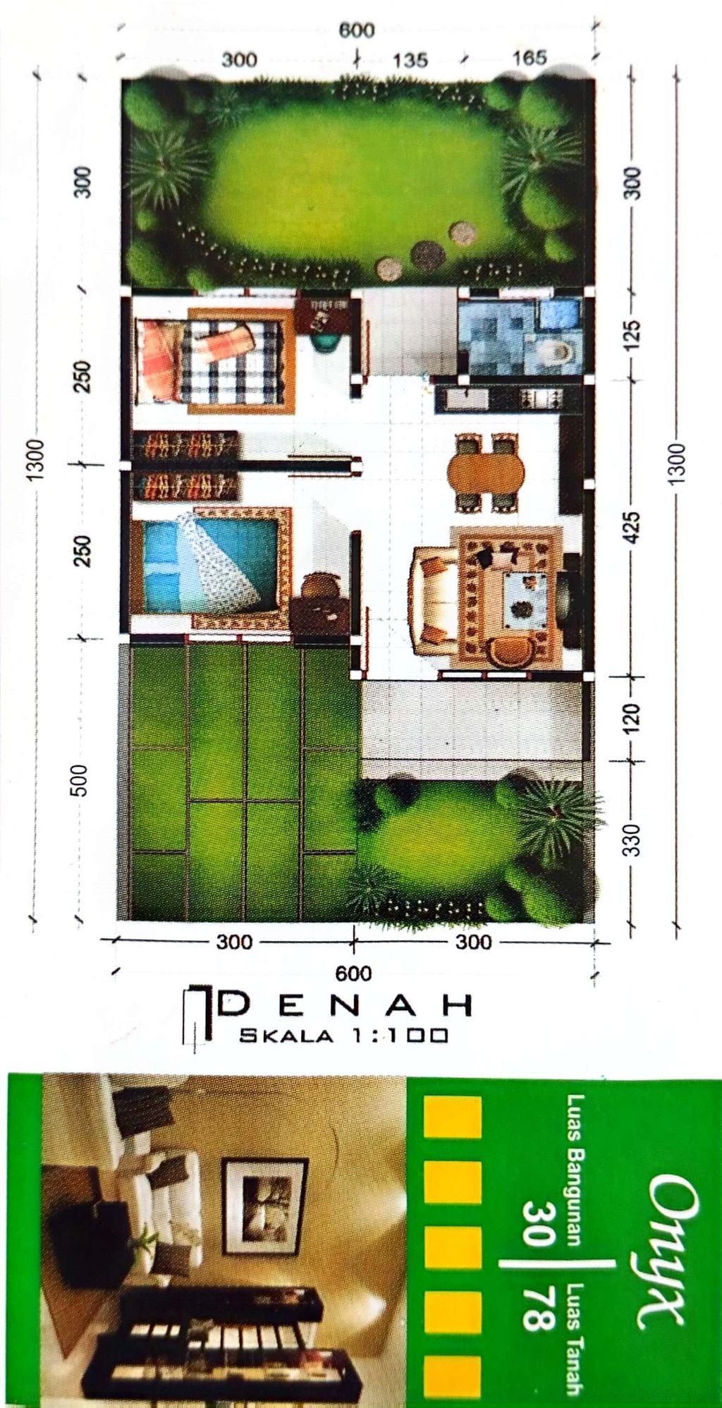 foto denah rumah tipe Onyx perumahan Mutiara Megah Asri
