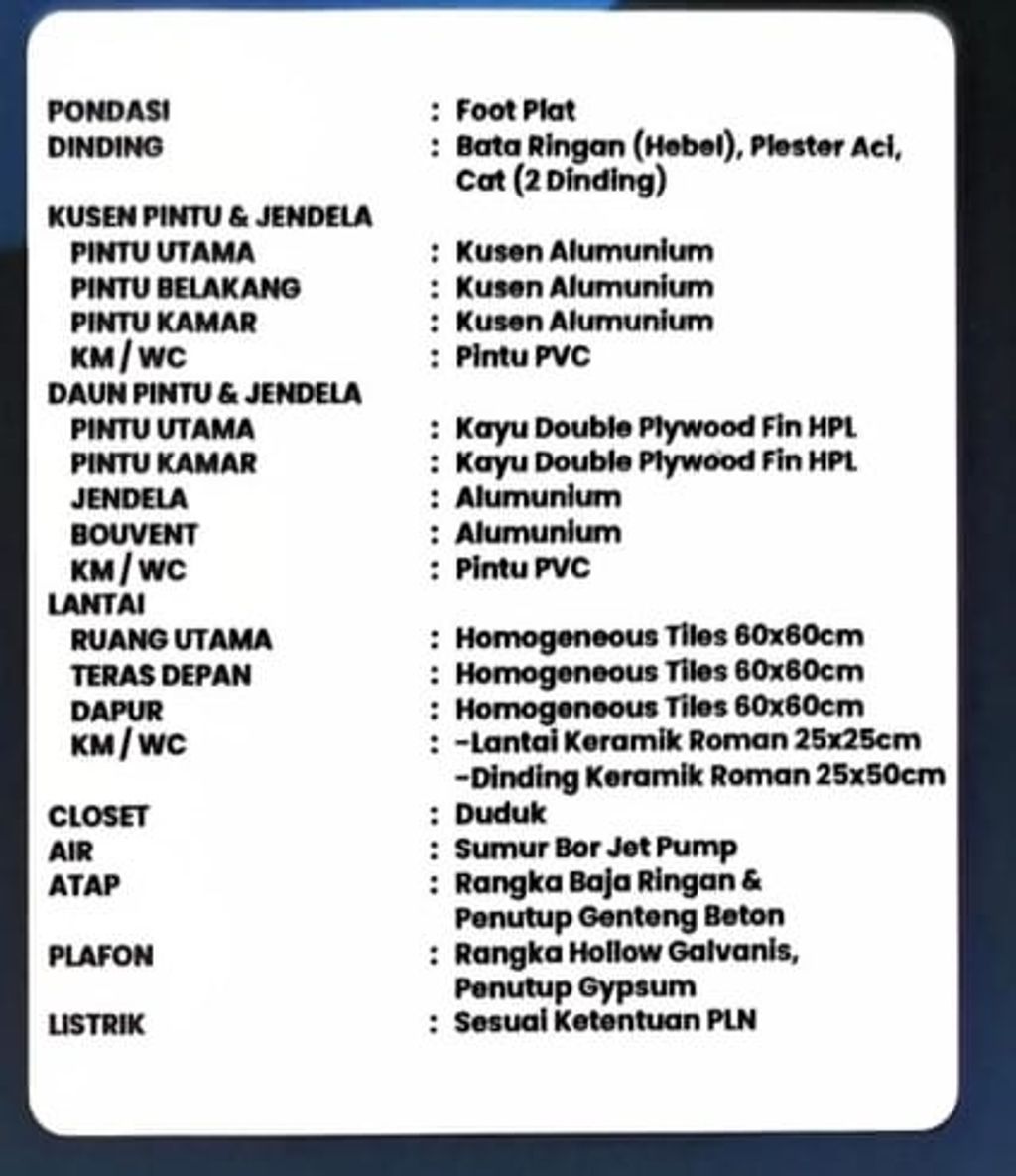 foto denah rumah tipe ALAMANDA perumahan Puri Delta Tigaraksa