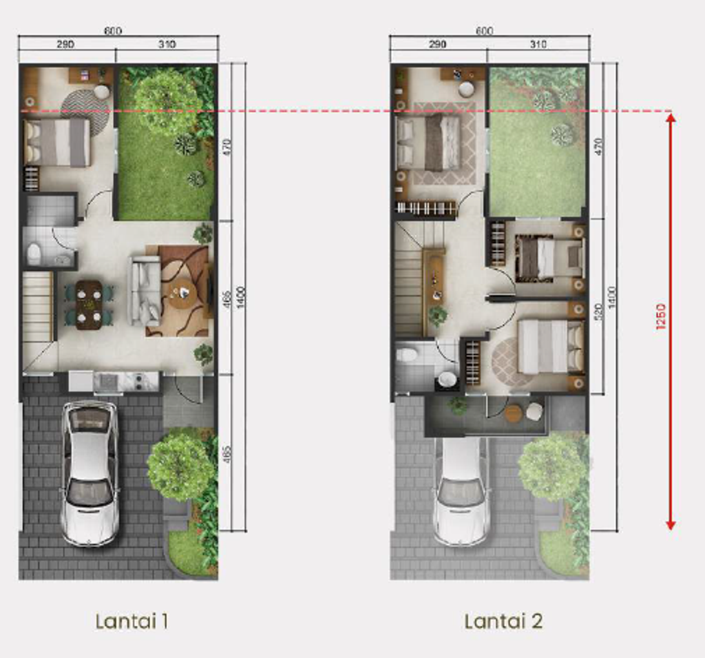 foto denah rumah tipe Premium (6 x 14) perumahan SUMMARECON MUTIARA MAKASSAR CLUSTER TOPAZ 1