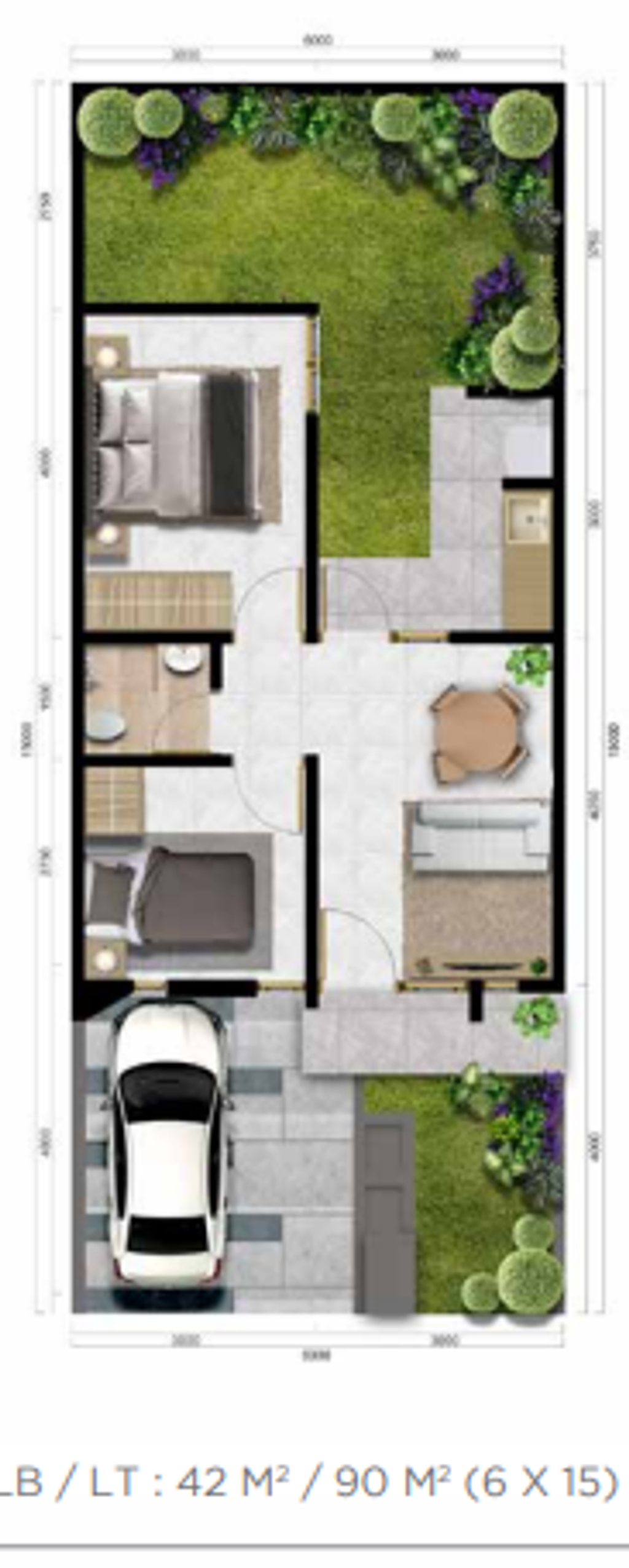 foto denah rumah tipe ALCASE-W - COR perumahan PERUMAHAN CITRA CITY SENTUL KAWASAN REGULER 1