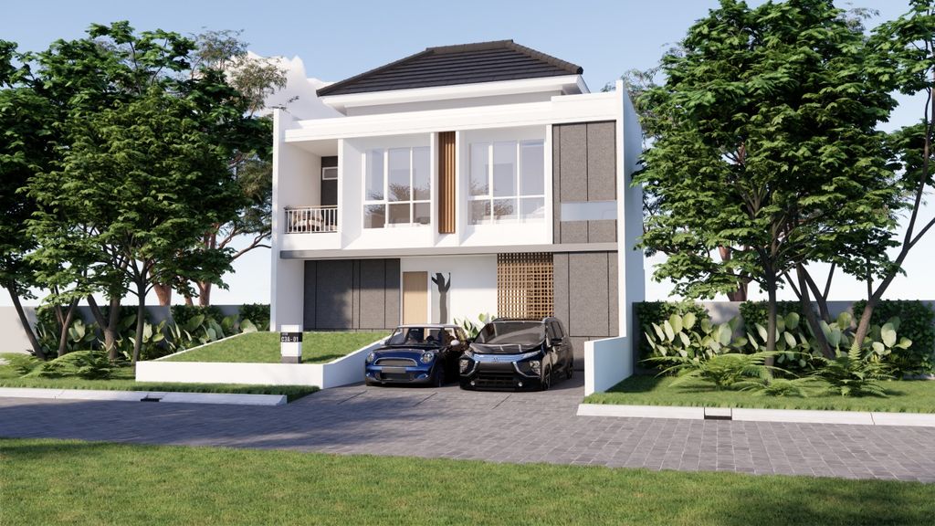 foto tampak rumah tipe ALBA 80 perumahan BSB VILLAGE CLUSTER LOKKA