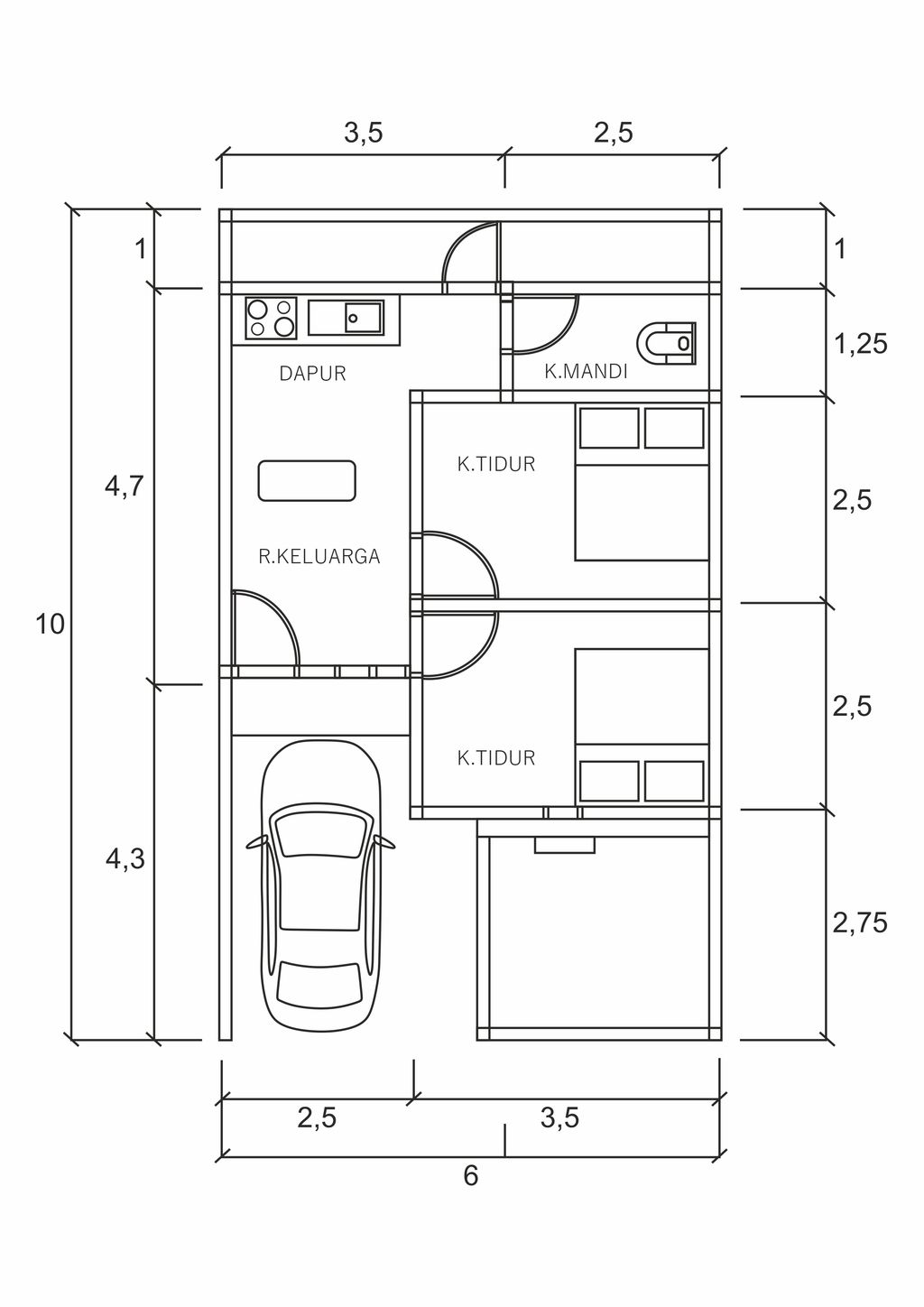foto denah rumah tipe 30/70 perumahan HOME PALUR