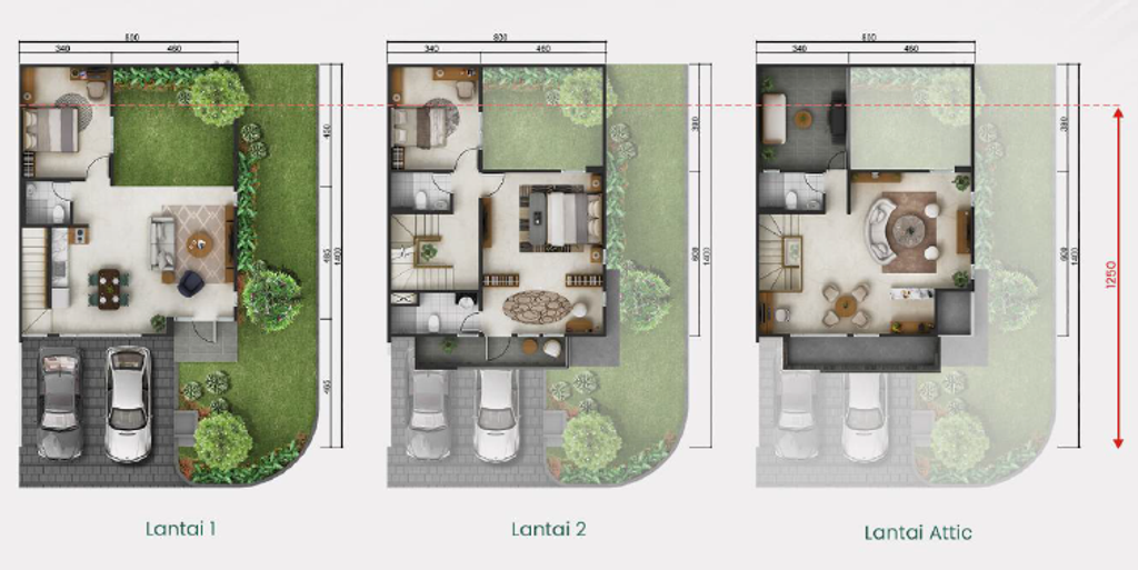 foto denah rumah tipe Attic Hoek (8 x 12.5) perumahan SUMMARECON MUTIARA MAKASSAR CLUSTER TOPAZ 1