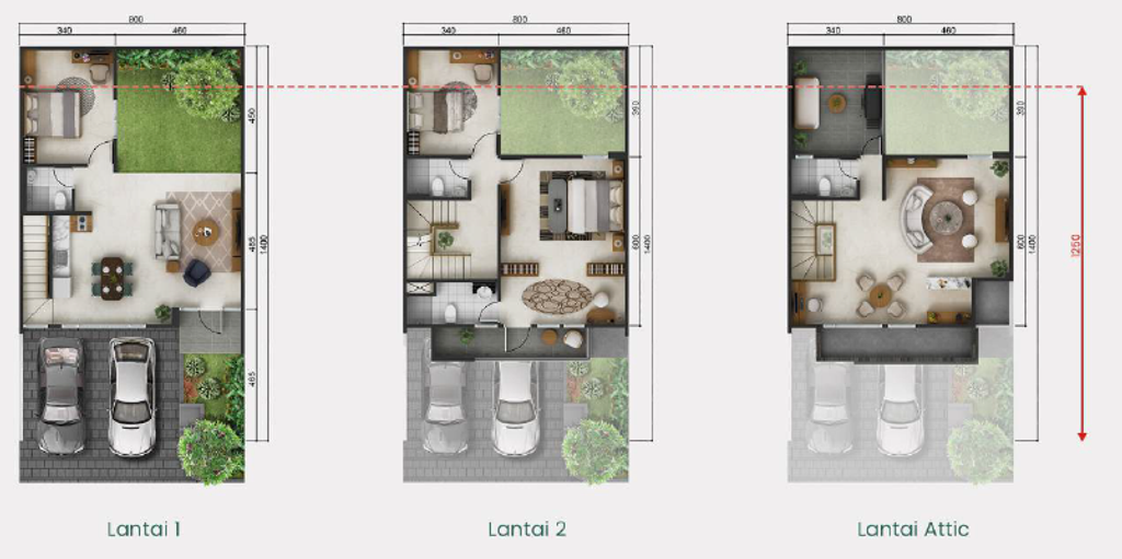 foto denah rumah tipe Attic (8 x 14) perumahan SUMMARECON MUTIARA MAKASSAR CLUSTER TOPAZ 1