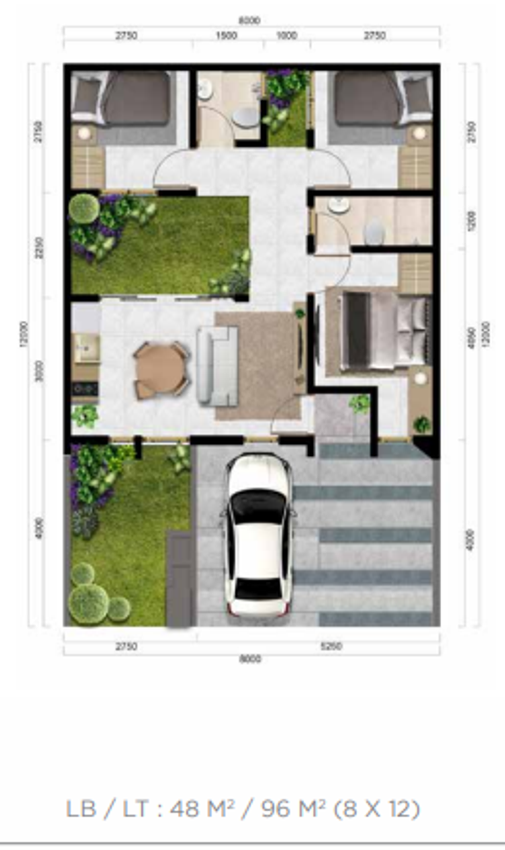 foto denah rumah tipe BURGUNDY-W - COR perumahan PERUMAHAN CITRA CITY SENTUL KAWASAN REGULER 1