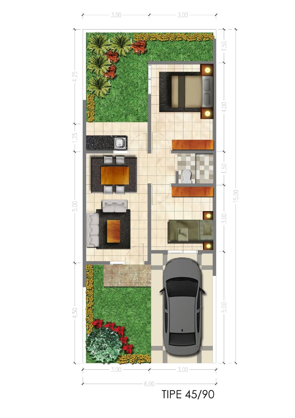 foto denah rumah tipe PEONY perumahan Grand Pasir Nangka Tahap 1