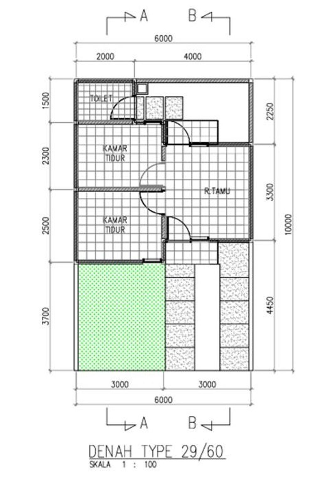 foto denah rumah tipe 29/60 perumahan GRAND KERTAMUKTI RESIDENCE 2024