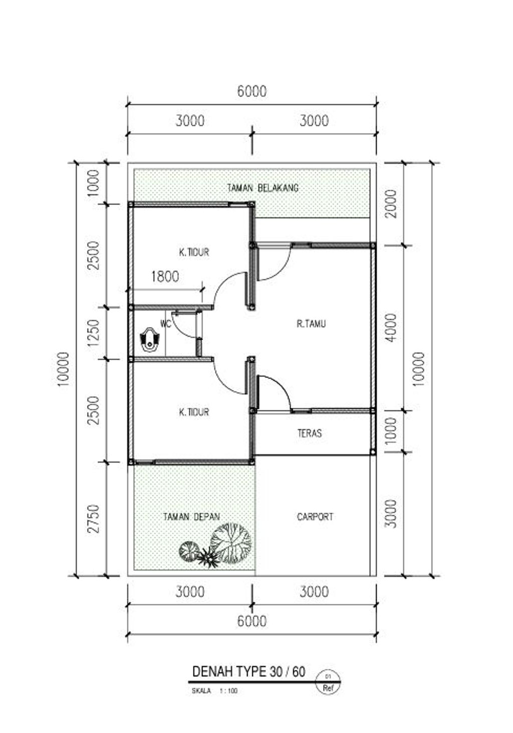 foto denah rumah tipe 30/60 perumahan GEMILANG INDAH REGENCY