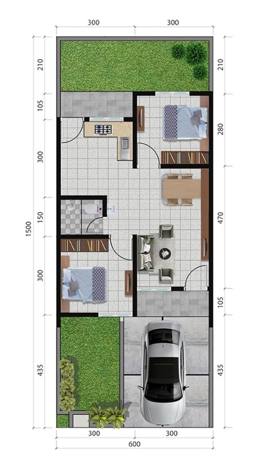 foto denah rumah tipe Tulip Hook F perumahan SURYAMAS LIANDRA CITY