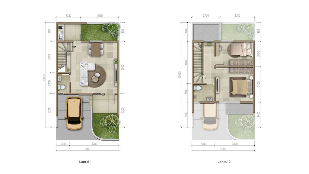 foto denah rumah tipe Chelia 6x10 Luxury Hoek 2 perumahan CLUSTER CHELIA RESIDENCE