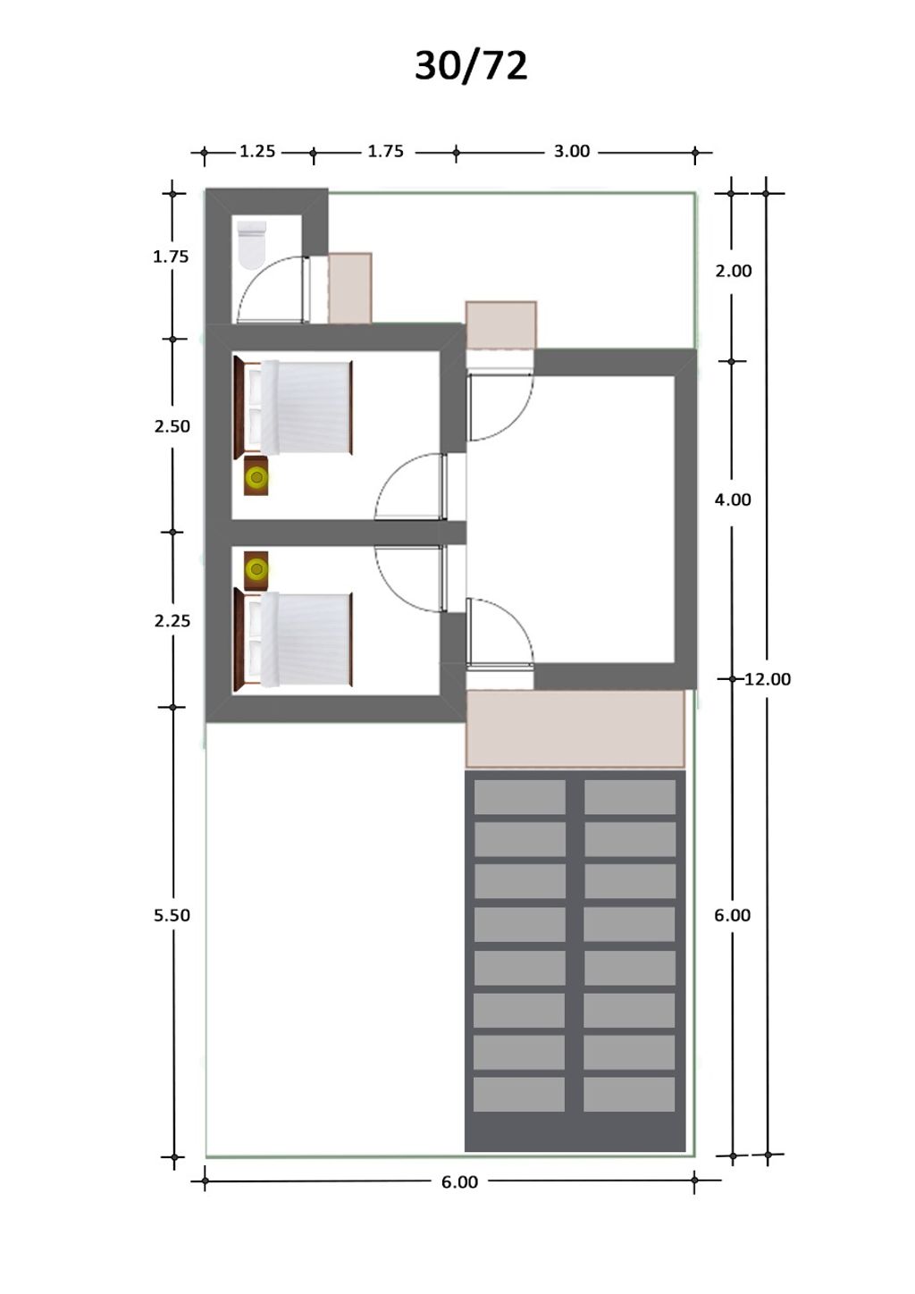foto denah rumah tipe 30/72 perumahan GRIYA METTA MANGALA