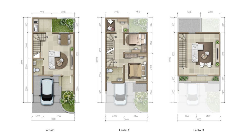 foto denah rumah tipe Chelia 5x10 Premium Attic perumahan CLUSTER CHELIA RESIDENCE