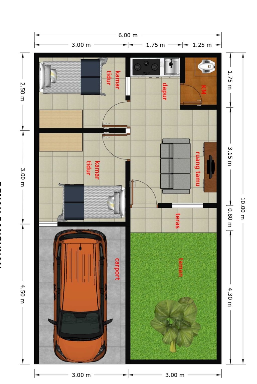 foto denah rumah tipe 30/60 SCANDINAVIAN perumahan Taman Asri Residence