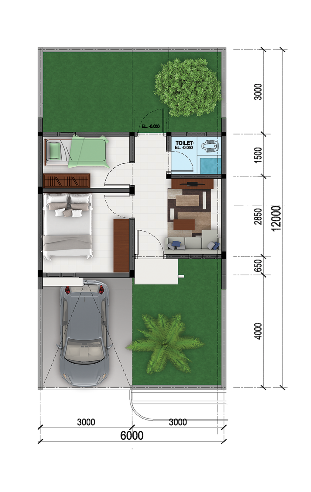 foto denah rumah tipe 28/72 (subsidi) perumahan KOMPLEK. PERUMAHAN KOTAMAS MARINA  