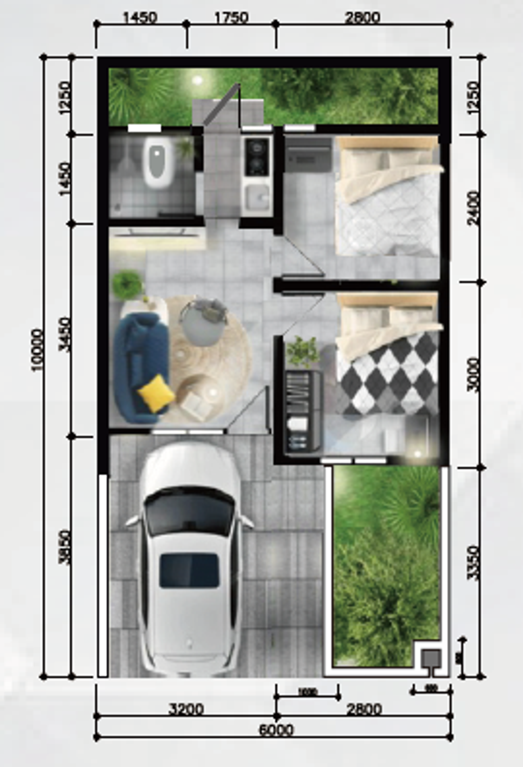 foto denah rumah tipe 30/60 perumahan TAMAN ALAMANDA ASRI