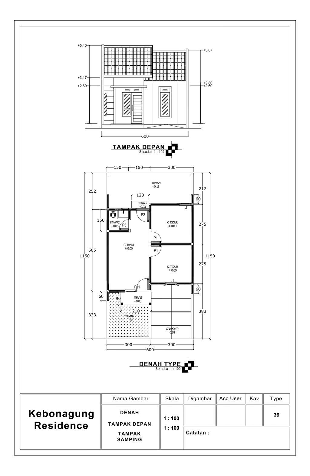 foto denah rumah tipe 36 perumahan Kebonagung Residence