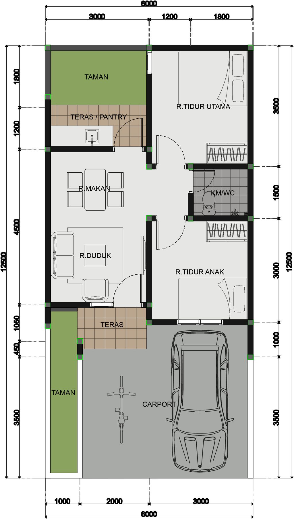 foto denah rumah tipe 72/39 D-11 perumahan KSO PURI CEMPAKA