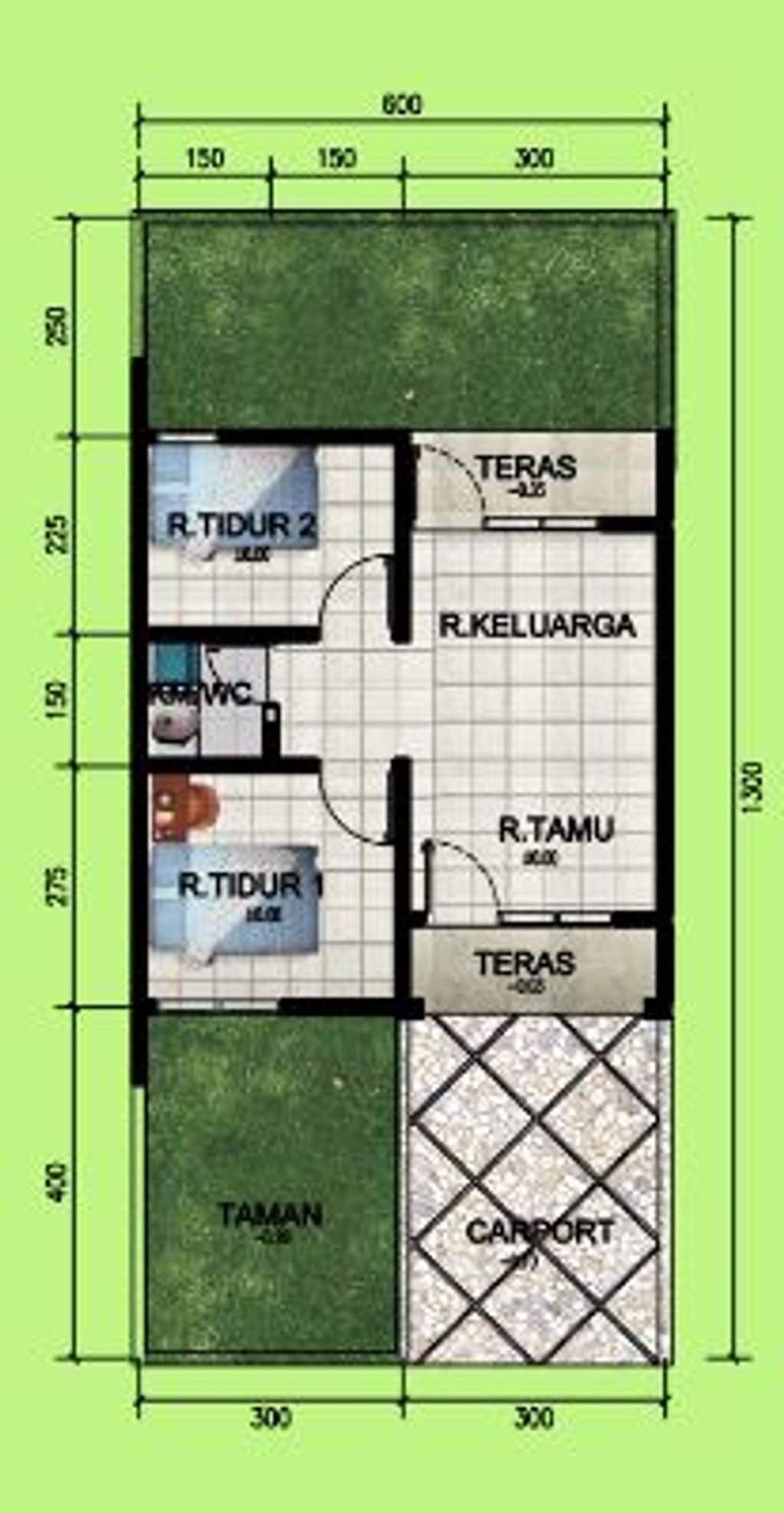 foto denah rumah tipe LB 36 LT 116 perumahan KARANG SATRIA GREEN RESIDENCE 2