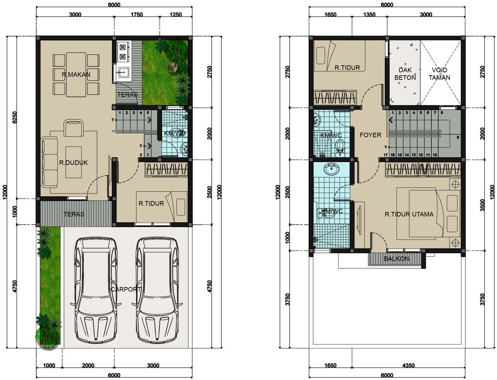 foto denah rumah tipe 72/77 D-3 perumahan KSO PURI CEMPAKA
