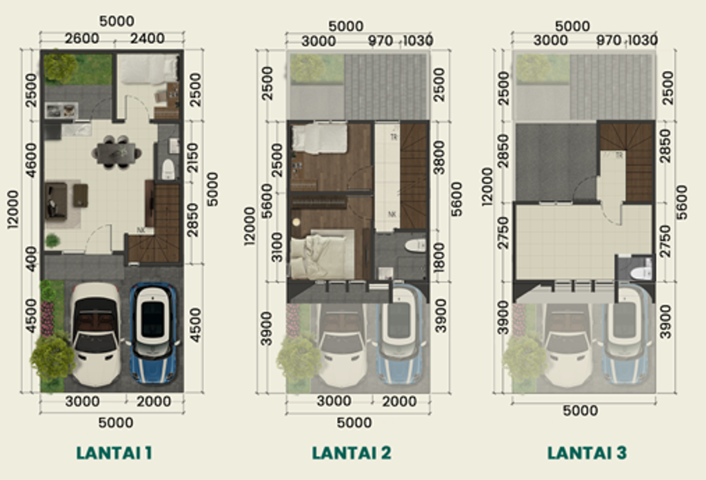 foto denah rumah tipe Peony I 59 perumahan THE FIRST STONE EMERALD