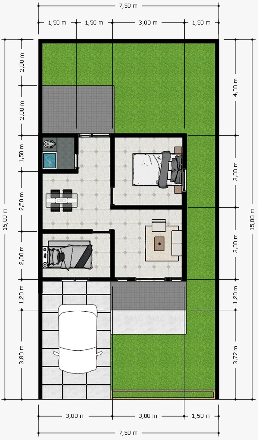 foto denah rumah tipe 36 perumahan Serdam Borneo Residence