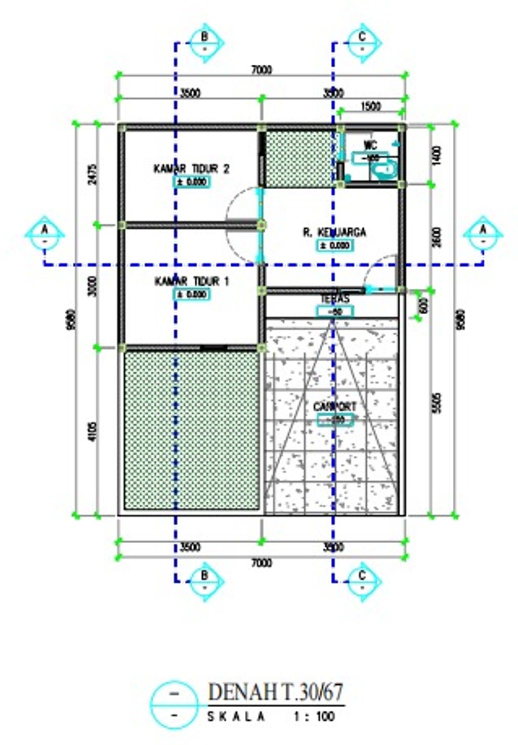 foto denah rumah tipe 30/67 Bata Merah perumahan MARISON KALINEGORO