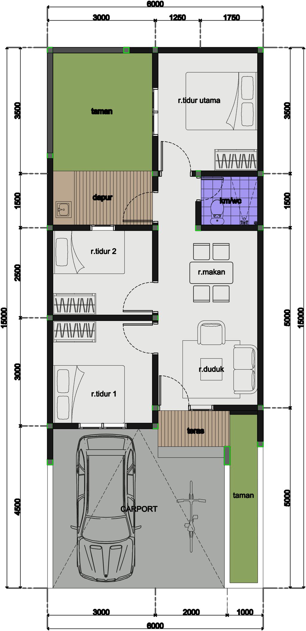 foto denah rumah tipe 90/51 D-12 perumahan KSO PURI CEMPAKA