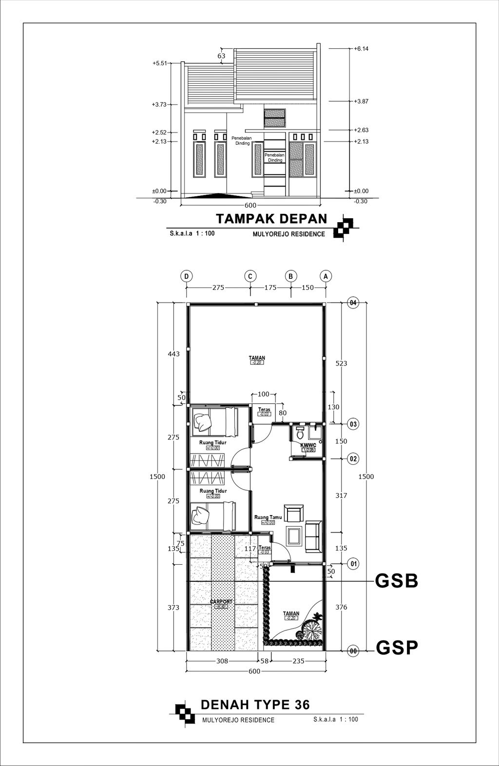 foto denah rumah tipe 36 perumahan Bandulan Regency