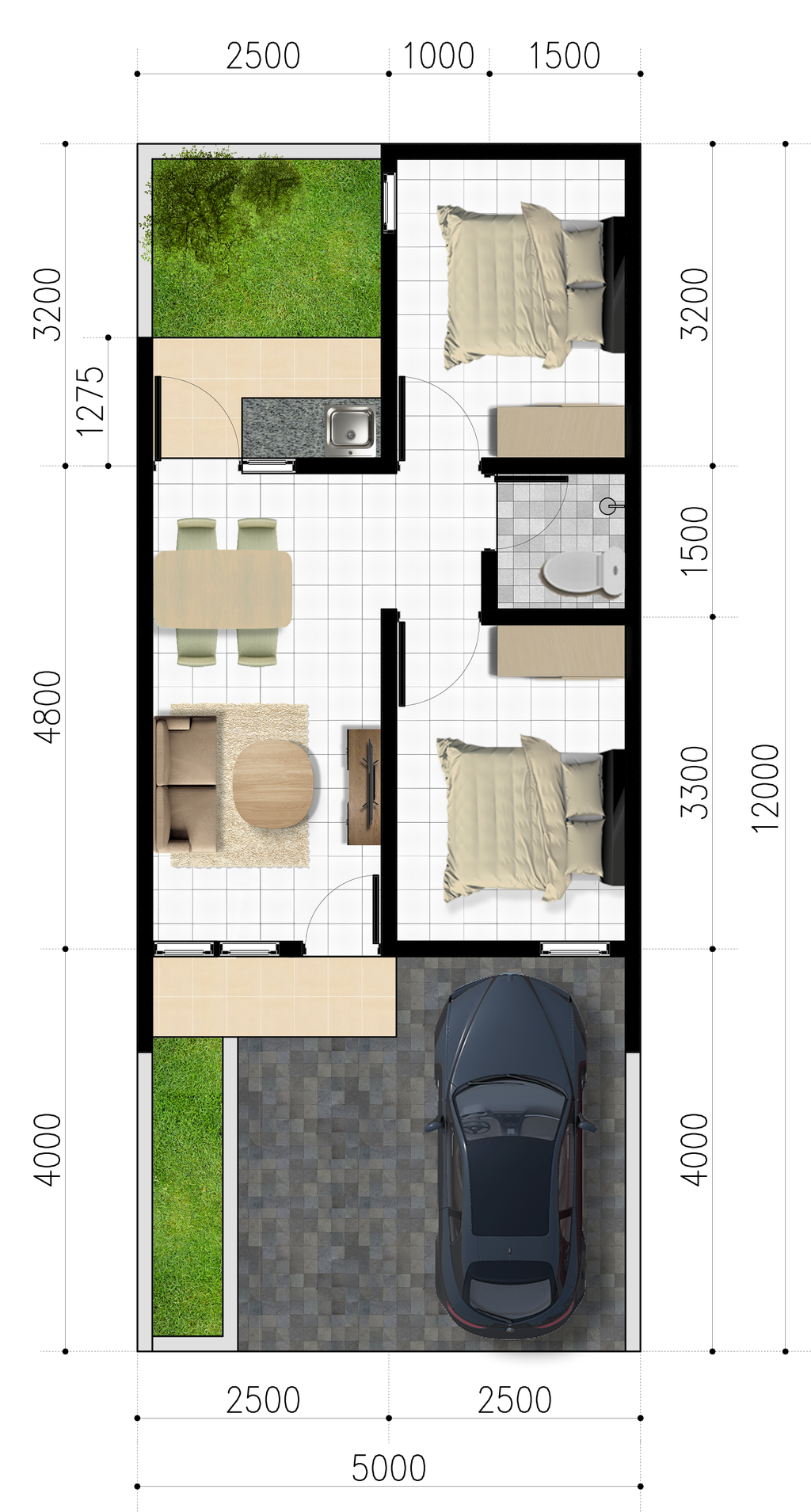 foto denah rumah tipe 36 perumahan SIRANDA TERRACE