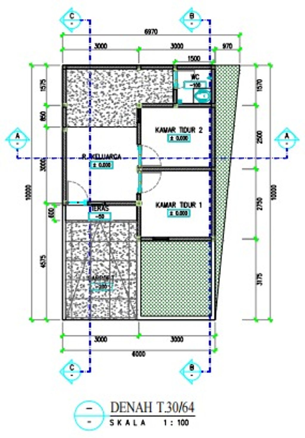 foto denah rumah tipe 30/64 Bata Merah perumahan MARISON KALINEGORO