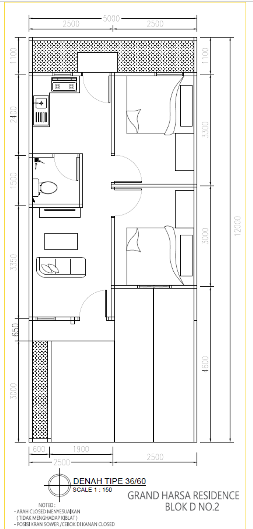 foto denah rumah tipe 36/62 perumahan GRAND HARSA RESIDENCE