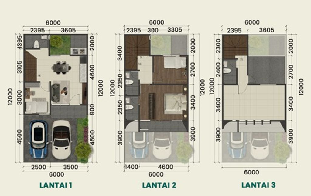 foto denah rumah tipe Orchid Deluxe L.06, L.07 & L.08 perumahan THE FIRST STONE EMERALD
