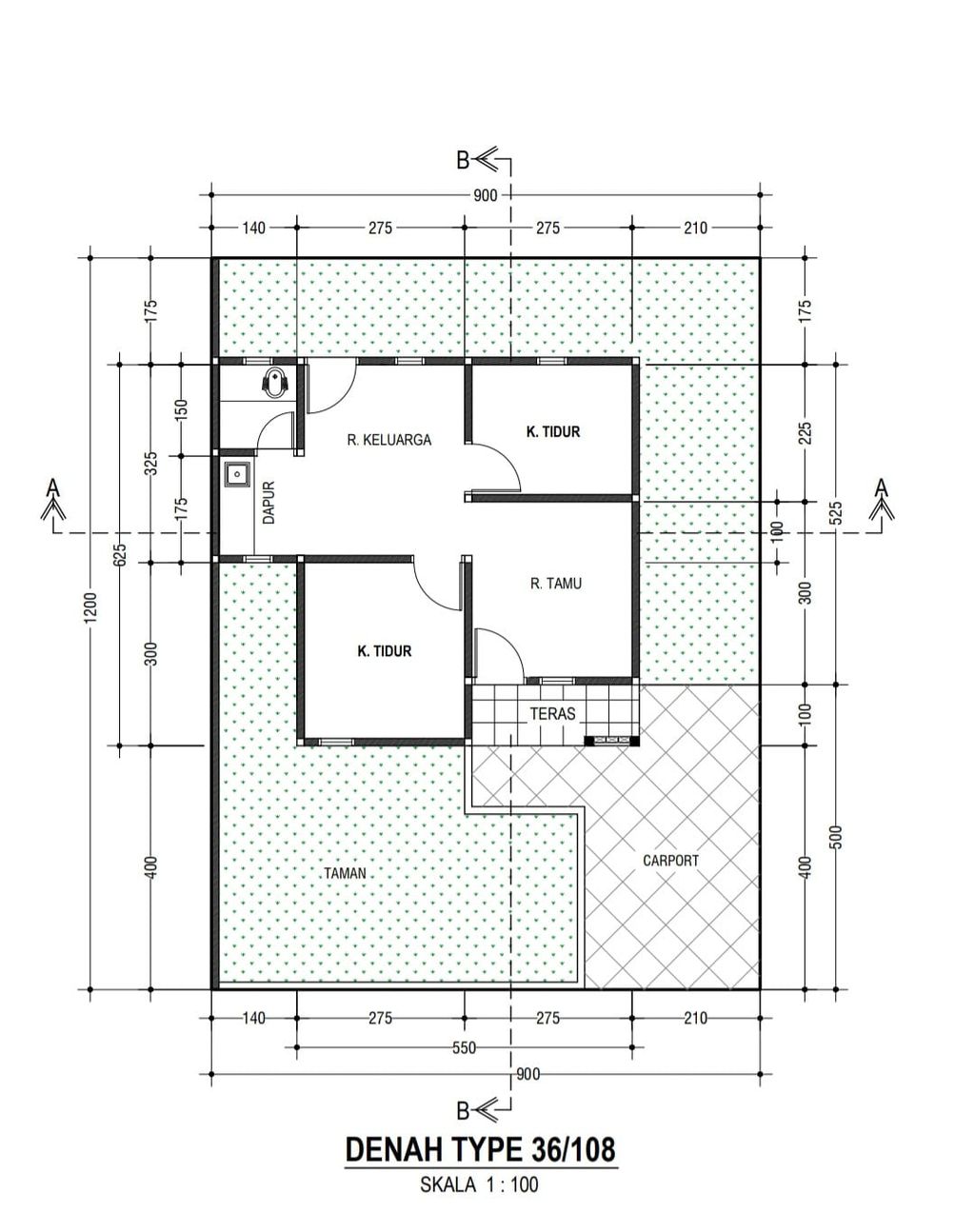foto denah rumah tipe 36 perumahan PESONA MILLENIAL TIGA