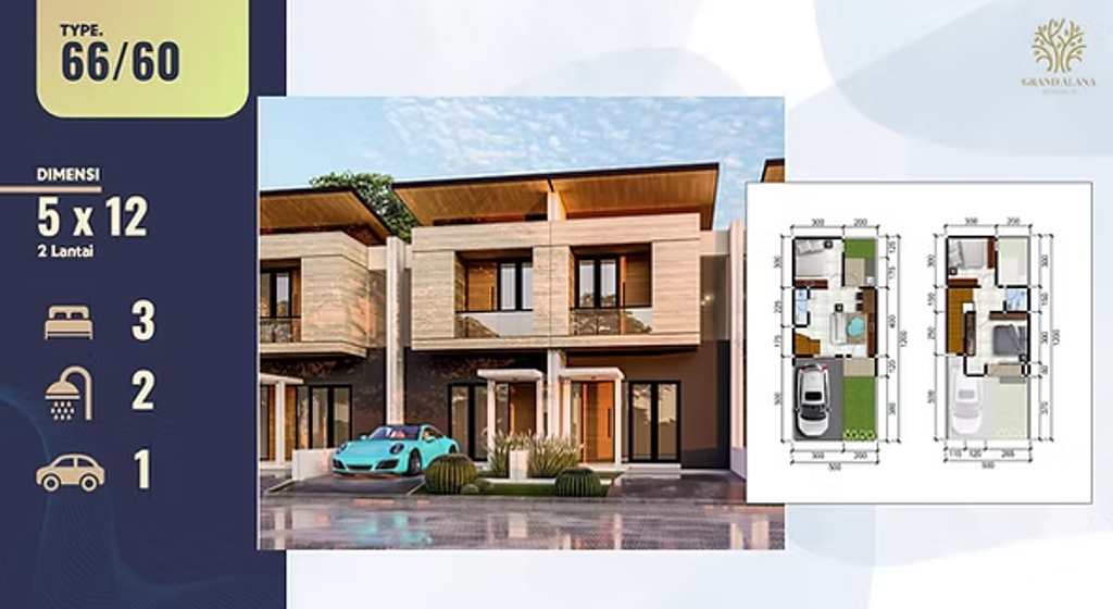 foto denah rumah tipe 66/60 (5x12) perumahan ALANA REGENCY WONOREJO