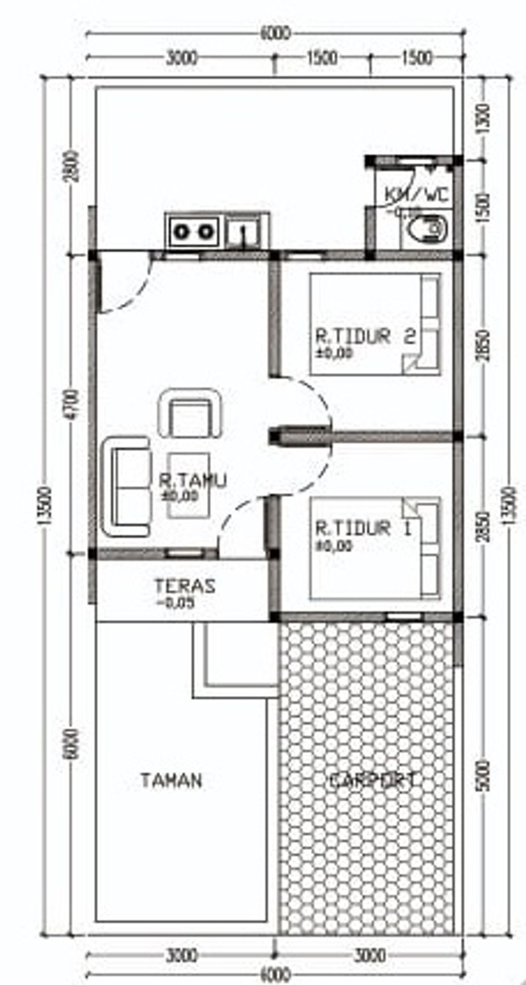 foto denah rumah tipe 36/81 M² (SUBSIDI) perumahan CENDANA RESIDENCE 5