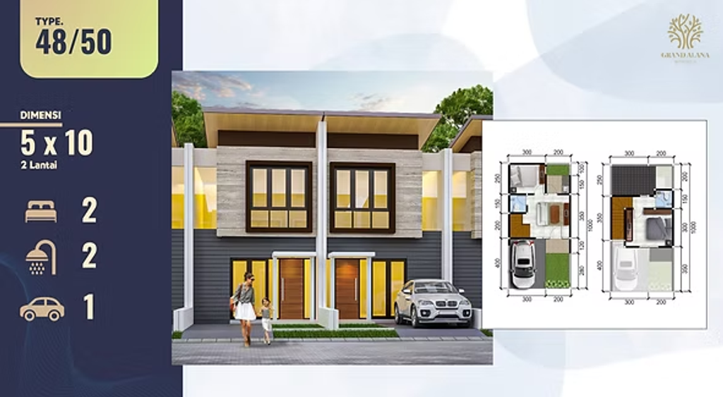 foto denah rumah tipe 48/50 perumahan ALANA REGENCY WONOREJO